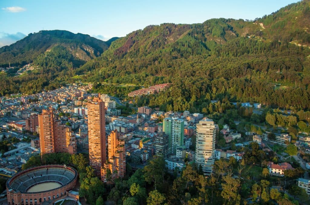 Vista aérea de Bogotá na Colômbia
